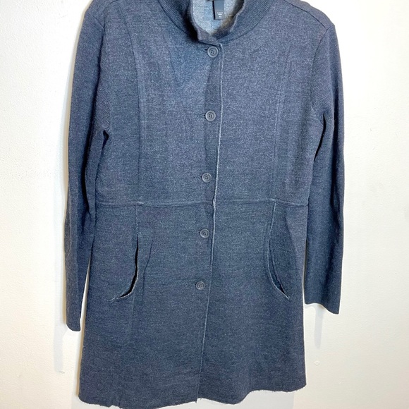 Eileen Fisher Coat merino wool Charcoal Grey - Picture 1 of 8